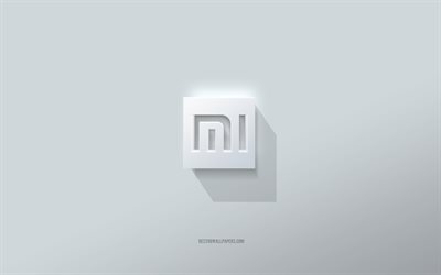 Xiaomi logo, white background, Xiaomi 3d logo, 3d art, Xiaomi, 3d Xiaomi emblem