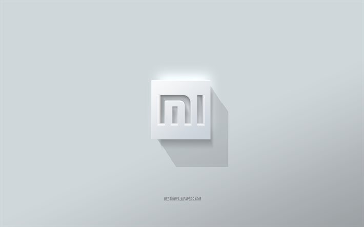 Logotipo da Xiaomi, fundo branco, logotipo Xiaomi 3d, arte 3d, Xiaomi, emblema 3d Xiaomi