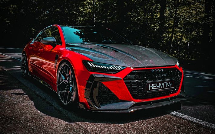 Keyvany Audi RS7 Sportback, 4k, tuning, auto 2021, HDR, supercar, 2021 Audi RS7 Sportback, auto tedesche, Keyvany, Audi, Red RS7 Sportback
