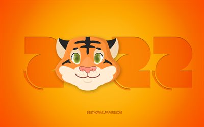 Ano Novo de 2022, 4k, 2022 Ano do Tigre, fundo de 2022, fundo amarelo, Tigre, Feliz Ano Novo 2022, conceitos de 2022, fundo tiger 2022