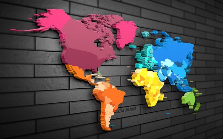 Download wallpapers 3D World map 4K gray brickwall creative World map  concepts Abstract World map 3D art World map travel concepts for  desktop free Pictures for desktop free