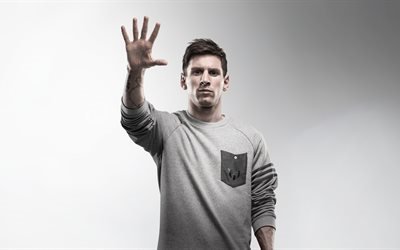 Lionel Messi, 4k, futbol yıldızı, portre, Leo Messi