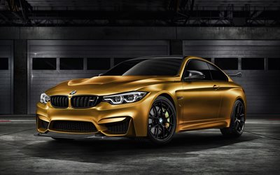 4k, BMW M4 GTS, supercars, 2018 cars, new M4, F82, golden M4, german cars, BMW