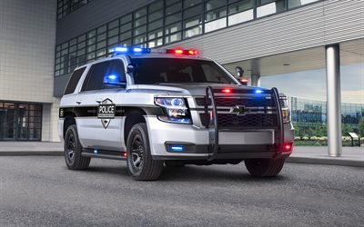 Chevrolet Tahoe PPV, 4k, 2018 coches, coches de polic&#237;a, Chevrolet Tahoe, SUVs, Chevrolet