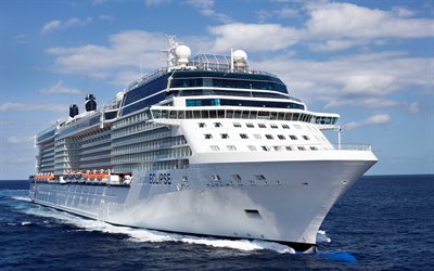 luxury cruise ship, Celebrity Eclipse, Solstice, white ship, sea