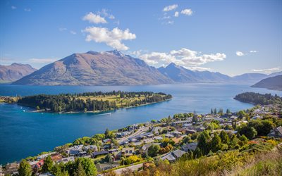 ニュージーランド, 4k, 湖, 山々, オセアニア
