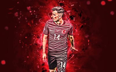 Oguzhan Ozyakup, match, Turkey National Team, midfielder, soccer, footballers, Ozyakup, abstract art, neon lights, Turkish football team