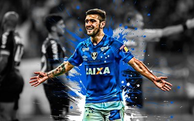 Giorgian de Arrascaeta, Uruguayan footballer, attacking midfielder, Cruzeiro FC, Serie A, Brazil, blue splash paint, art, football, Arrascaeta
