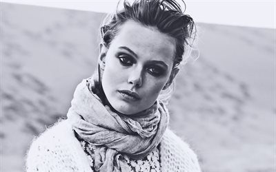 Frida Gustavsson, 2018, modelos suecos, belleza, retrato, sueco celebridad, monocromo, Frida Gustavsson sesi&#243;n de fotos