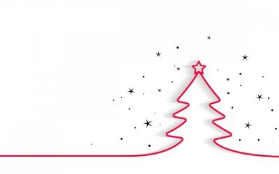 Yeni Yıl Ağacı, minimal, beyaz arka plan, Noel Ağacı, Mutlu Yeni Yıl, en az sanat xmas