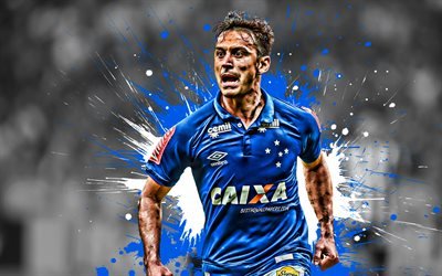Robinho, bl&#229; och vit blotting, Cruzeiro FC, grunge, brasiliansk fotbollsspelare, fotboll, Brasiliansk Serie A, Robson Michael Signorini, Brasilien
