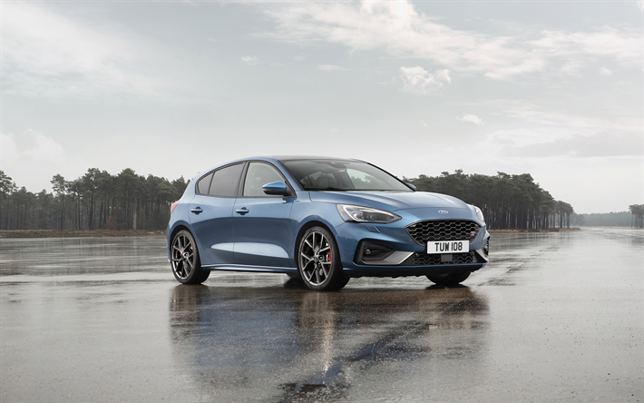 Ford Focus ST, 2020, front view, special version, stock tuning, new blue Focus, tuning Focus, american cars, hatchback, Ford