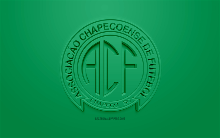 Chapecoense, luova 3D logo, vihre&#228; tausta, 3d-tunnus, Brasilialainen jalkapalloseura, Serie, Chapeco, Brasilia, 3d art, jalkapallo, tyylik&#228;s 3d logo, Associacao Chapecoense de Futebol