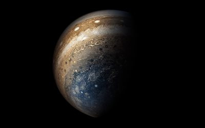 Jupiter &#224; partir de l&#39;espace, le syst&#232;me solaire, les plan&#232;tes, galaxie, sci-fi, vaisseau spatial, Jupiter
