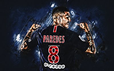 Leandro Paredes, Paris Saint-Germain, midfielder, PSG, blue stone, portrait, famous footballers, football, argentinian footballers, grunge, Ligue 1, France
