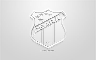ceara sporting club, ceara fc, kreative 3d-logo, wei&#223;er hintergrund, 3d-emblem, brasilianische fu&#223;ball-club, serie a, fortaleza, brasilien, 3d-kunst, fu&#223;ball, stylische 3d-logo