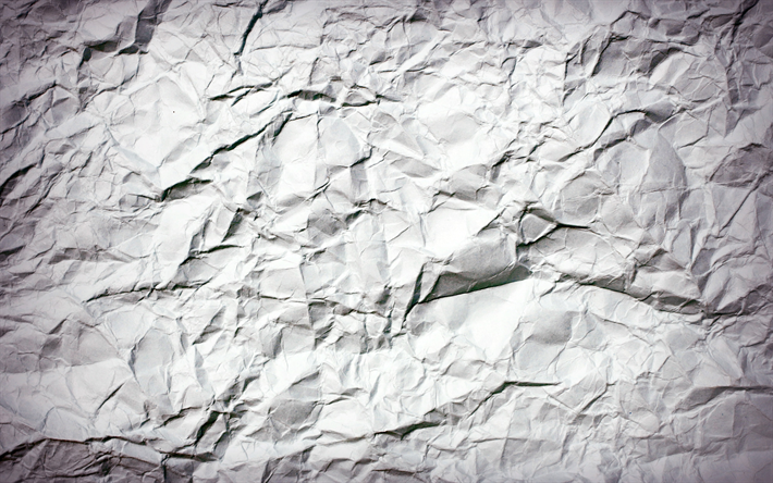 papier froiss&#233;, 4k, la texture du papier, le vieux papier, papier blanc, vintage texture, blanc, boule de papier froiss&#233;