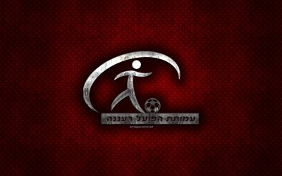 Hapoel Raanana, Israeli football club, red metal texture, metal logo, emblem, Raanana, Israel, Israeli Premier League, creative art, football