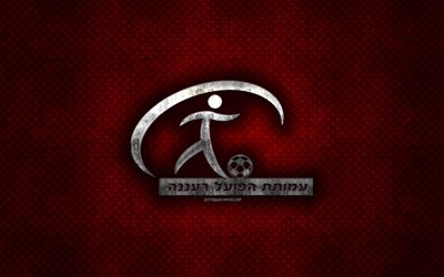 Hapoel Raanana, Israel club de f&#250;tbol, el metal rojo textura de metal, logotipo, emblema, Raanana, Israel, el Israel de la Premier League, creativo, arte, f&#250;tbol