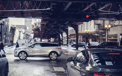 Range Rover Evoque, 2020, スポーツクロスオーバー, 新しい銀Evoque, 側面, 英国車, シカゴ, ランドローバー