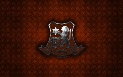 Bnei Yehuda Tel Aviv FC, Israeli football club, orange metal texture, metal logo, emblem, Tel Aviv, Israel, Israeli Premier League, creative art, football