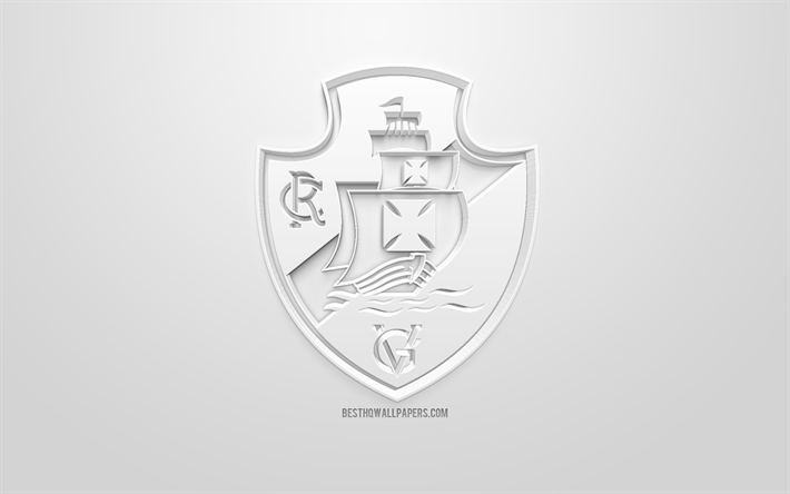 CR Vasco da Gama, yaratıcı 3D logo, beyaz arka plan, 3d amblem, Brezilyalı Futbol Kul&#252;b&#252;, Serie, Rio de Janeiro, Brezilya, 3d sanat, futbol, 3d logo şık