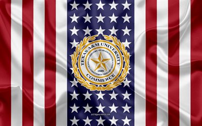 Texas State University System Emblem, American Flag, Texas State University System -logo, Commerce, Texas, USA, Texas State University System
