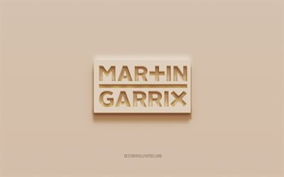 Logotipo Martin Garrix, fundo de gesso marrom, logotipo 3D Martin Garrix, m&#250;sicos, emblema Martin Garrix, arte 3D, Martin Garrix