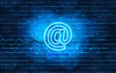 Icona neon contatti, 4k, sfondo blu, simboli neon, contatti, icone neon, segno contatti, insegne computer, icona contatti, icone computer