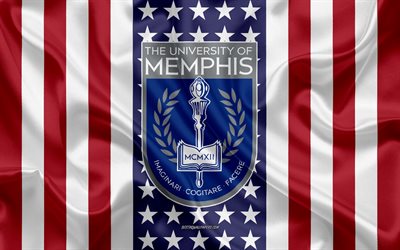 Emblema dell&#39;Universit&#224; di Memphis, bandiera americana, logo dell&#39;Universit&#224; di Memphis, Memphis, Tennessee, USA, Universit&#224; di Memphis