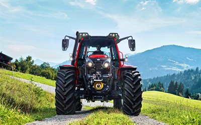 Lindner Lintrac 130, 4k, vue de face, HDR, tracteurs 2021, tracteur rouge, machines agricoles, agriculture, Lindner