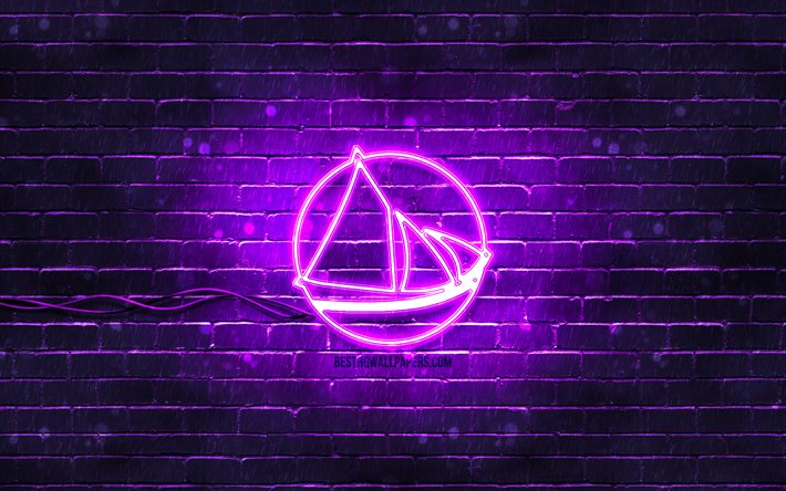 Logotipo violeta Solus, 4k, Linux, brickwall violeta, logotipo Solus, projeto Solus, logotipo Solus neon, Solus