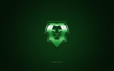 BK Mlada Boleslav, Czech ice hockey club, Czech Extraliga, green logo, green carbon fiber background, ice hockey, Mlada Boleslav, Czech Republic, BK Mlada Boleslav logo