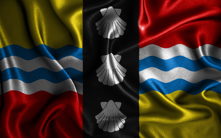 Bedfordshiren lippu, 4k, silkki aaltoilevat liput, englannin kreivikunnat, kangasliput, 3D-taide, Bedfordshire, Eurooppa, Englannin kreivikunnat, Bedfordshiren 3D lippu, Englanti