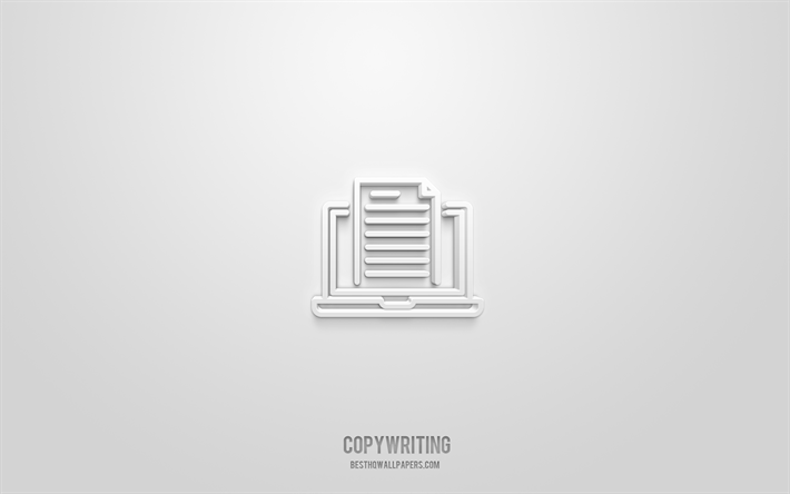 Copywriting 3d icon, white background, 3d symbols, Copywriting, networks icons, 3d icons, Copywriting sign, networks 3d icons