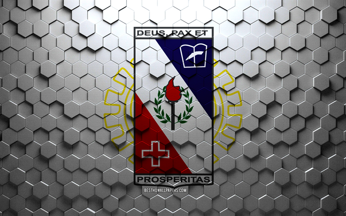 Drapeau de Coronel Fabriciano, art en nid d&#39;abeille, drapeau d&#39;hexagones de Coronel Fabriciano, art d&#39;hexagones 3d de Coronel Fabriciano, drapeau de Coronel Fabriciano