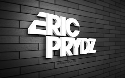 Eric Prydz logo 3D, 4K, Eric Sheridan Prydz, muro di mattoni grigi, creativo, star della musica, logo Eric Prydz, DJ svedesi, Cirez D, arte 3D, Eric Prydz