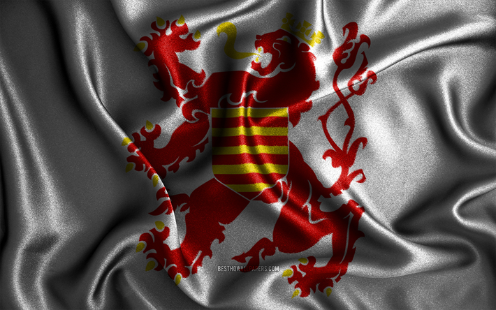 Bandiera del Limburgo, 4k, bandiere ondulate di seta, province belghe, Giornata del Limburgo, bandiere di tessuto, arte 3D, Limburgo, Europa, Province del Belgio, Limburgo bandiera 3D, Belgio
