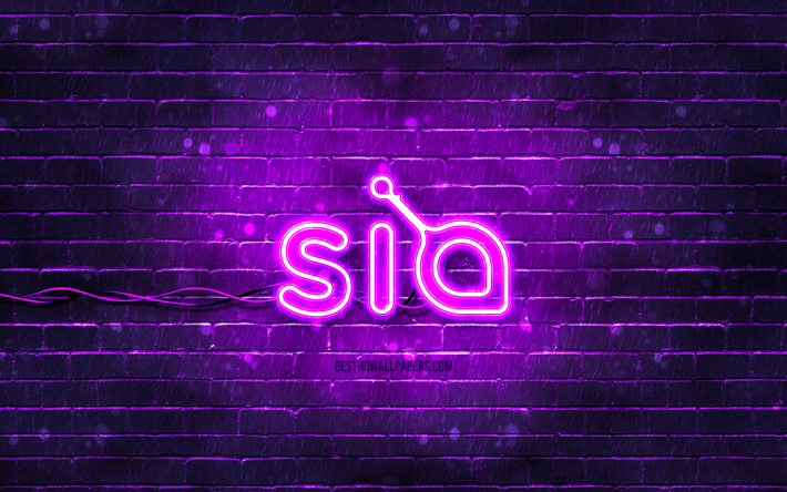 Siacoin violet logo, 4k, violet brickwall, Siacoin logo, cryptocurrency, Siacoin neon logo, Siacoin