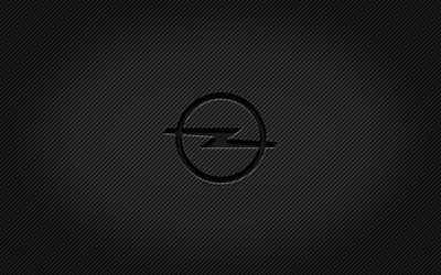 Opel carbon logo, 4k, grunge art, carbon background, creative, Opel black logo, cars brands, Opel logo, Opel