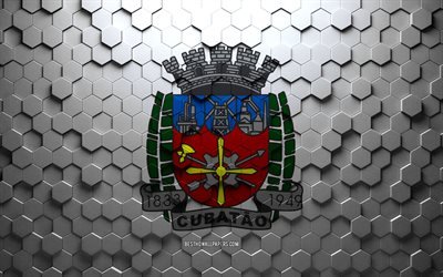 Drapeau de Cubatao, art en nid d&#39;abeille, drapeau des hexagones de Cubatao, art des hexagones 3d de Cubatao, drapeau de Cubatao