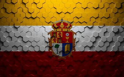 Flag of Cuenca, honeycomb art, Cuenca hexagons flag, Cuenca 3d hexagons art, Cuenca flag