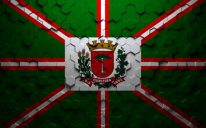 Bandeira de Curitibaarte em favo de melCuritiba hex&#225;gonos bandeiraCuritiba arte hex&#225;gonos 3dBandeira curitiba