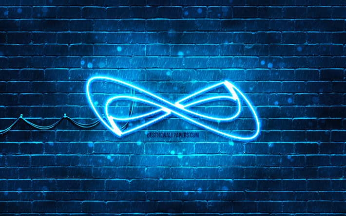 Logo Nfinity Athletic blu, 4k, muro di mattoni blu, logo Nfinity Athletic, marchi, logo al neon Nfinity Athletic, Nfinity Athletic