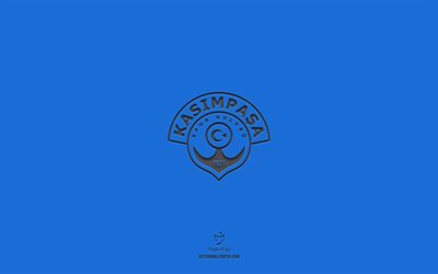 Kasimpasa, blue background, Turkish football team, Kasimpasa emblem, Super Lig, Turkey, football, Kasimpasa logo