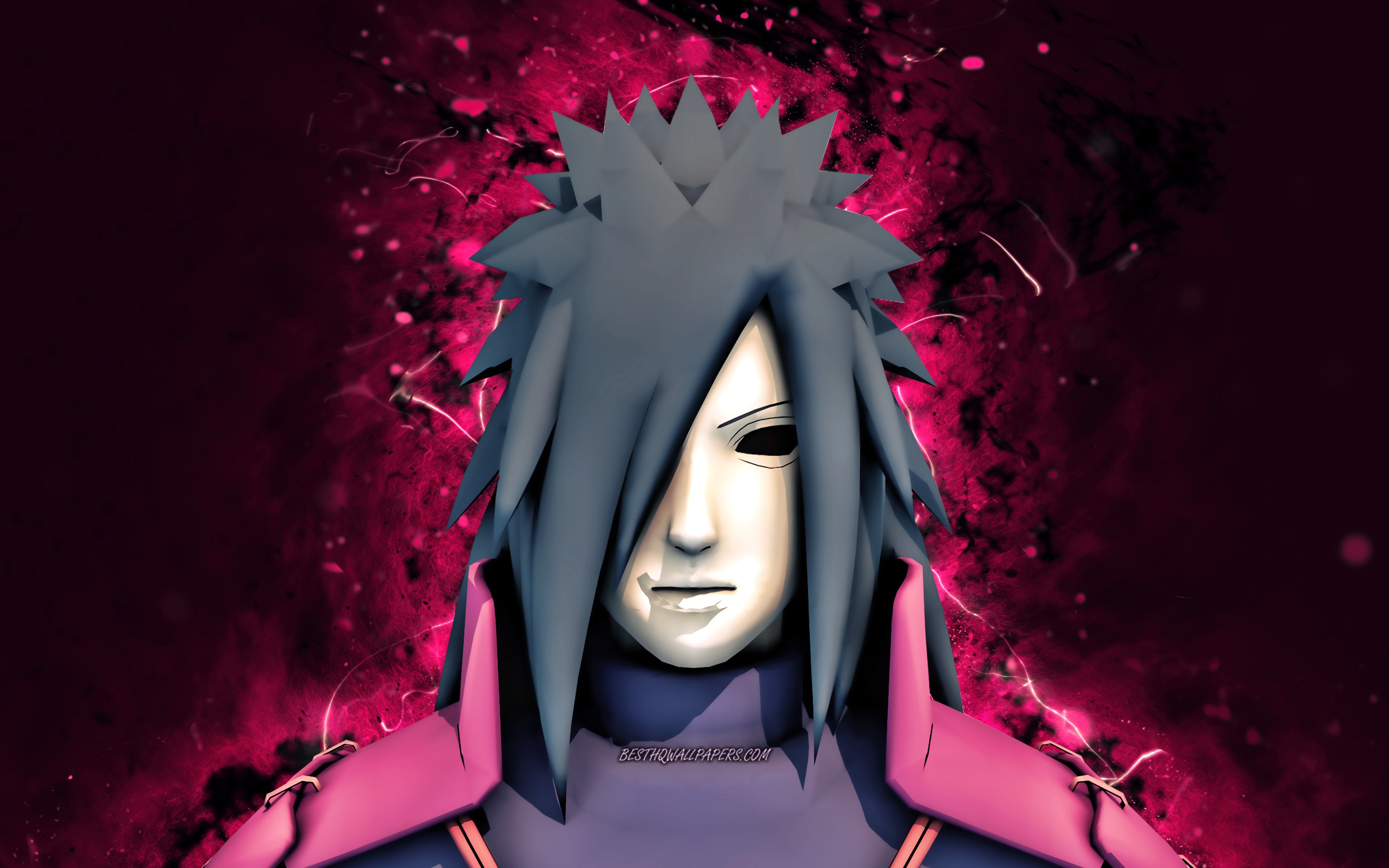 ダウンロード画像 4k うちはマダラ 紫色のネオンライト Naruto ナルト キャラクター 日本の漫画 主人公 Naruto ナルト 侍 うちはマダラナルト 画面の解像度 3840x2400 壁紙デスクトップ上