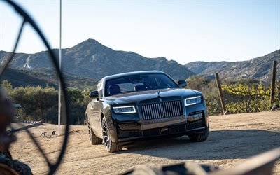 2022, Rolls-Royce Ghost Black Badge, 4k, front view, exterior, black Rolls-Royce Ghost, Rolls-Royce Ghost tuning, British cars, Rolls-Royce