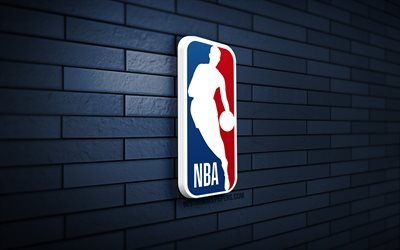 NBA 3D logo, 4K, gray brickwall, National Basketball Association, creative, basketball leagues, NBA logo, 3D art, NBA