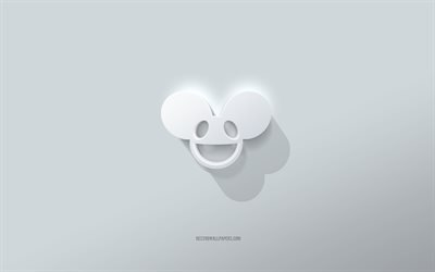 Logo Deadmau5, sfondo bianco, logo 3d Deadmau5, arte 3d, Deadmau5, emblema Deadmau5 3d