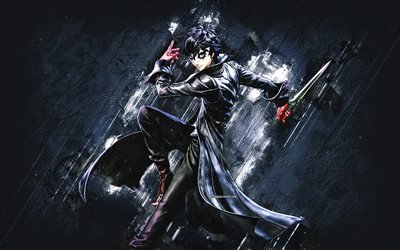 Ren Amamiya, Joker, Smash, the Super Smash Bros, main characters, blue stone background, Amamiya Ren, Japanese manga
